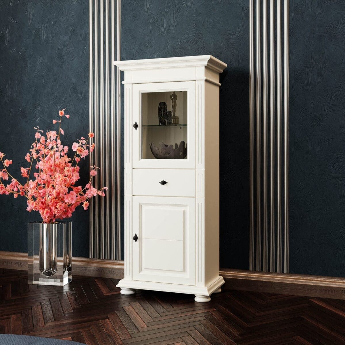 Vitrine Skagen Klein aus Massivholz in Vanille