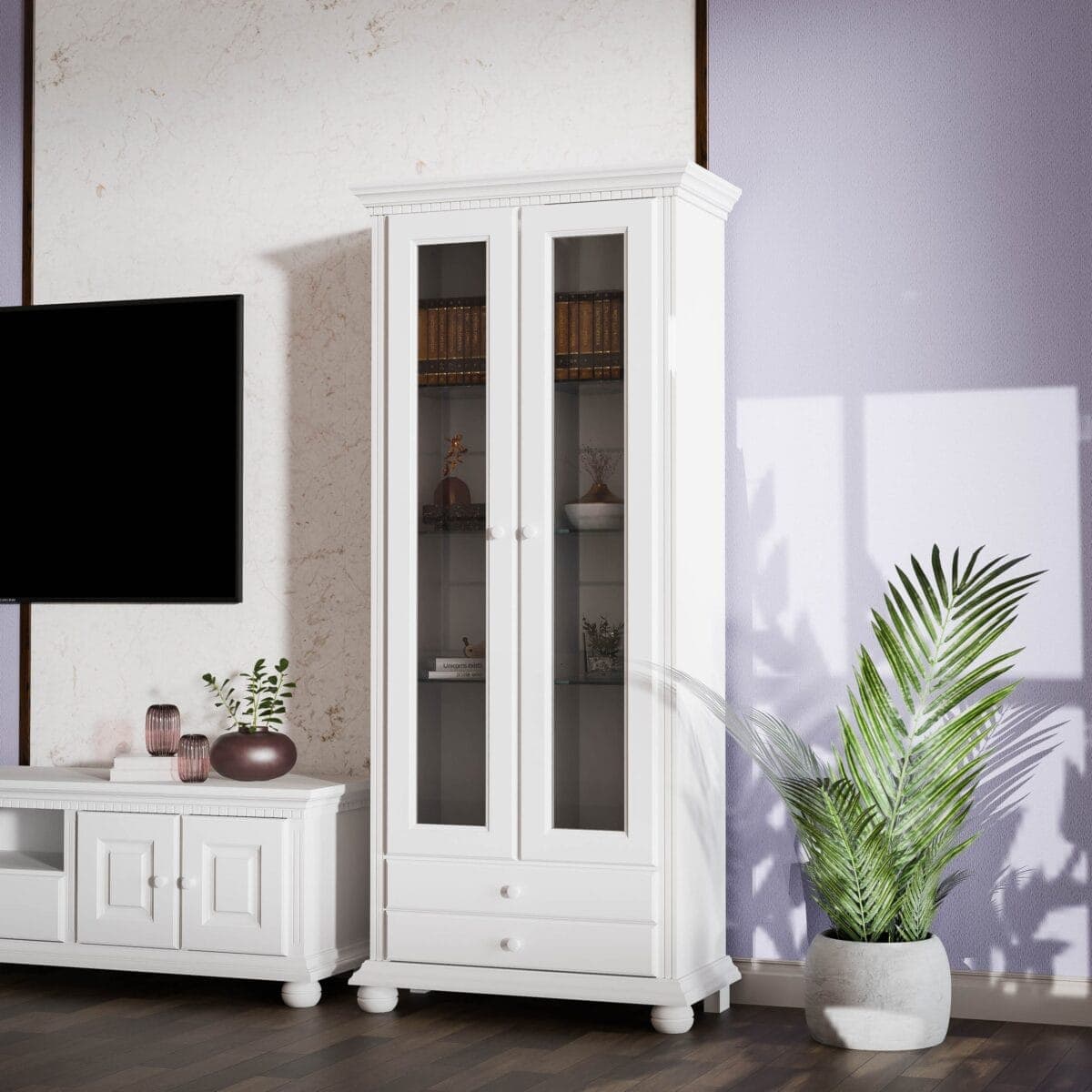 Massivholz-Vitrine Fjord 3 mit zwei Glastüren