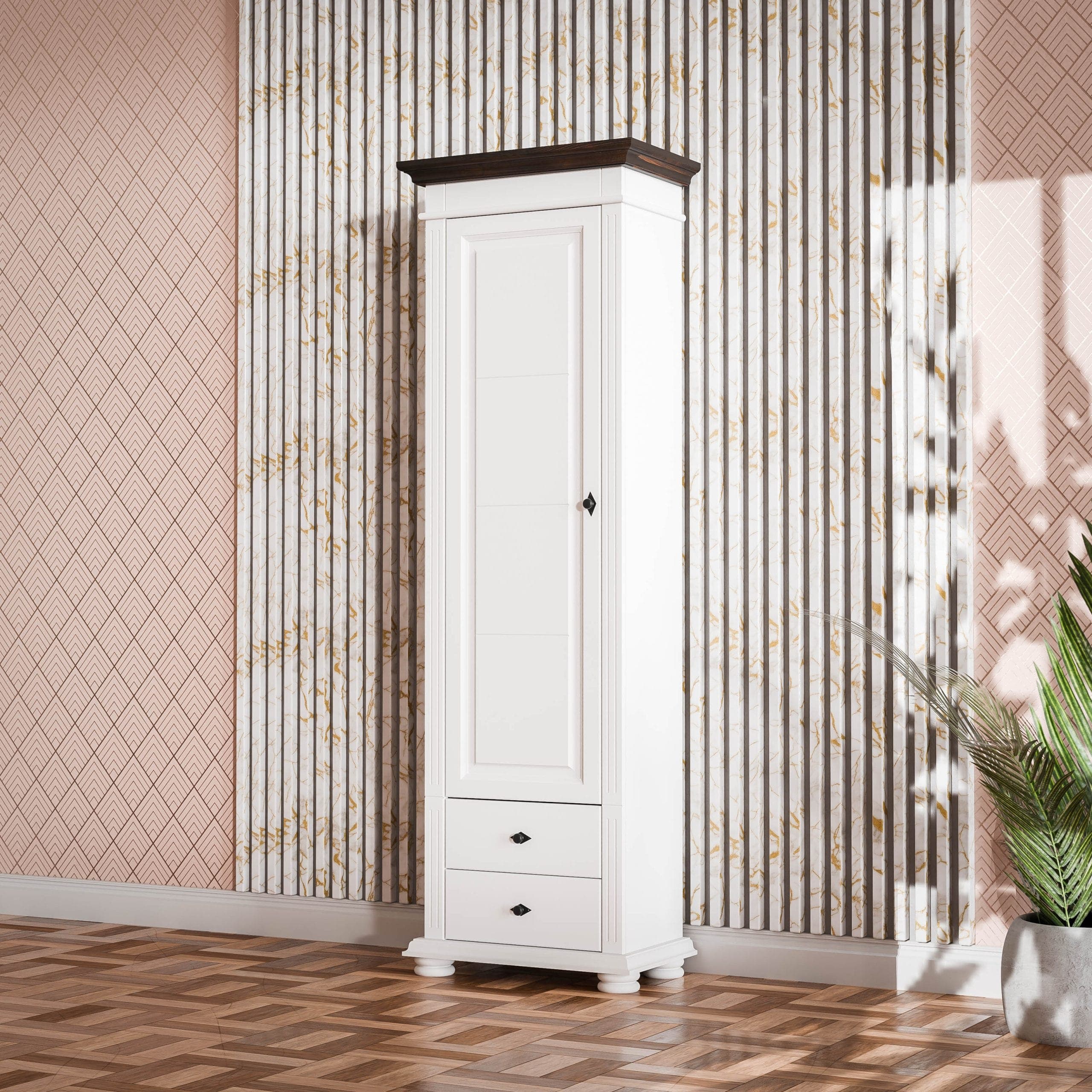 Vitrine Skagen mittelgroß mit Blende und Schubladen